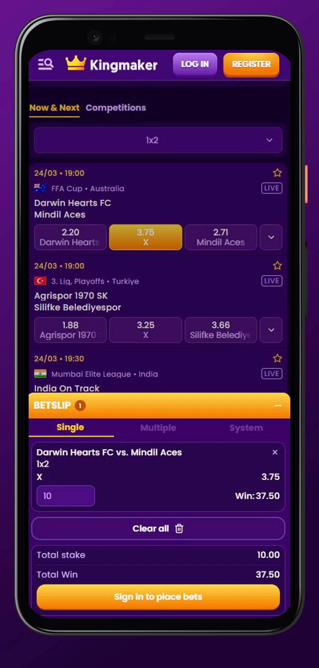 mobile betting kingmaker casino